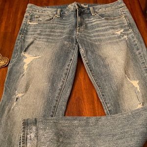 American eagle sparkly jeans size 12. Gently worn